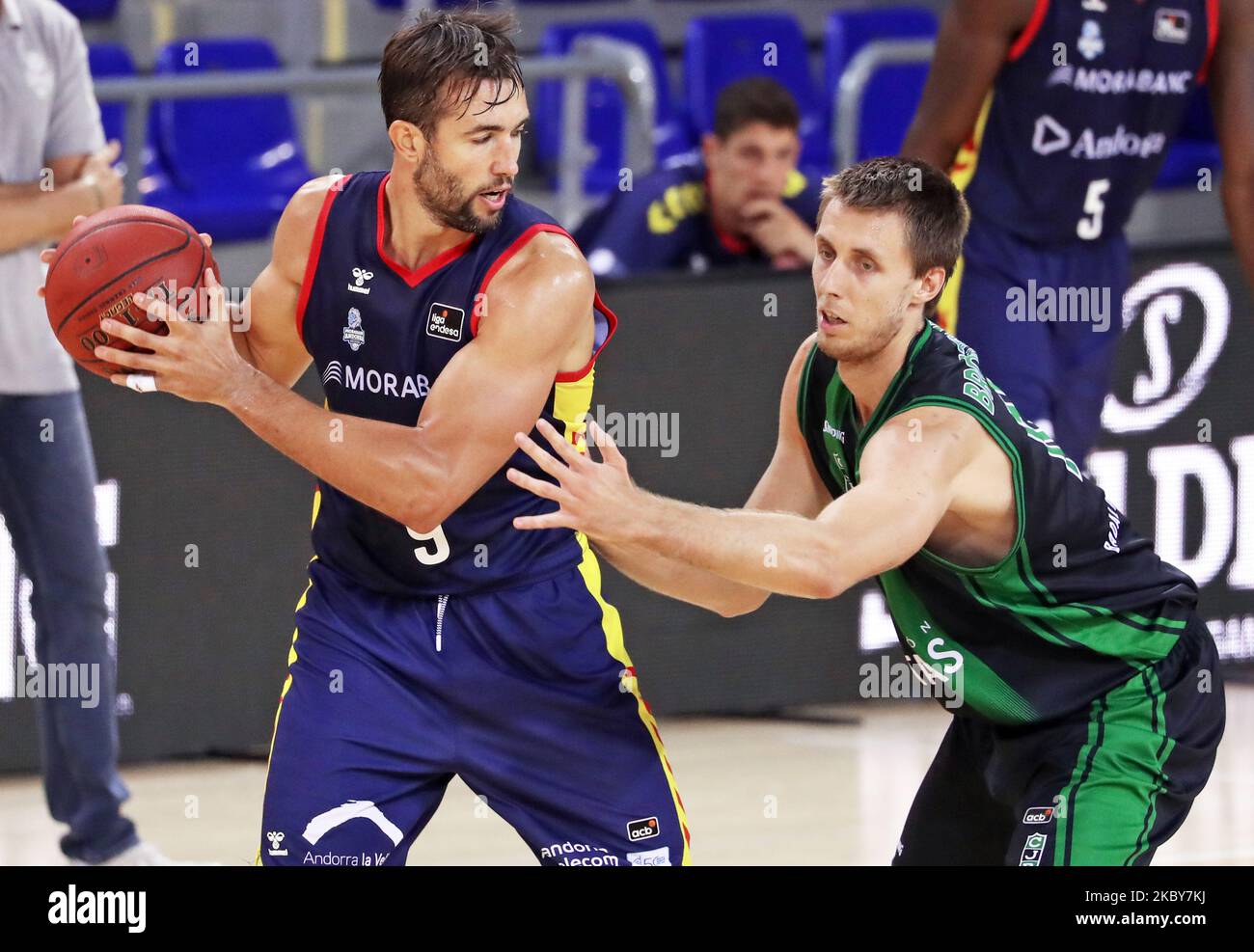 Nacho Llovet during the match between Morabanc Andorra and Joventut Badalona, corresponding to the semifinal of the Catalan Basketball League, played at the Palau Blaugrana, on 04th September 2020, in Barcelona, Spain. (Photo by Joan Valls/Urbanandsport/NurPhoto) Stock Photo