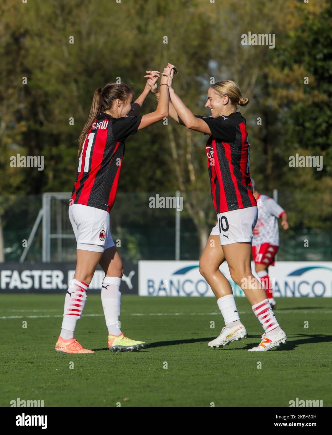 Zsanette Kajan of ACF Fiorentina celebrates after scoring his team's third  goal with team mates during AC Milan - ACF Fiorentina , 1st turn of Serie A  Femminile Tim 2022/23 in Centro