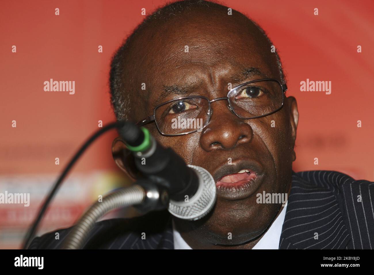 Soccer executive Jack Warner, president of CONCACAF and vice-president of FIFA, attends a news conference at a hotel in Seoul, on September 8, 2007 in Seoul, Suoth Korea. FIFA is to open an investigation into a possible breach of its ethics code by presidential candidate Mohamed Bin Hammam and executive committee member Jack Warner, Reuters reported on May 25, 2011. (Photo by Seung-il Ryu/NurPhoto) Stock Photo