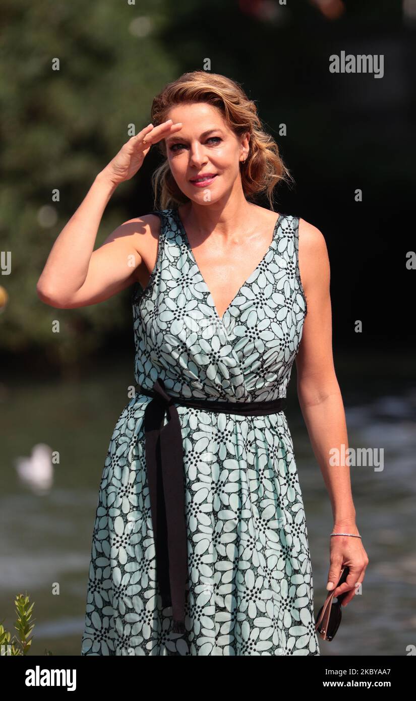 Claudia Gerini is seen arriving at the Excelsior during the 77th Venice Film Festival on September 06, 2020 in Venice, Italy. (Photo by Matteo Chinellato/NurPhoto) Stock Photo