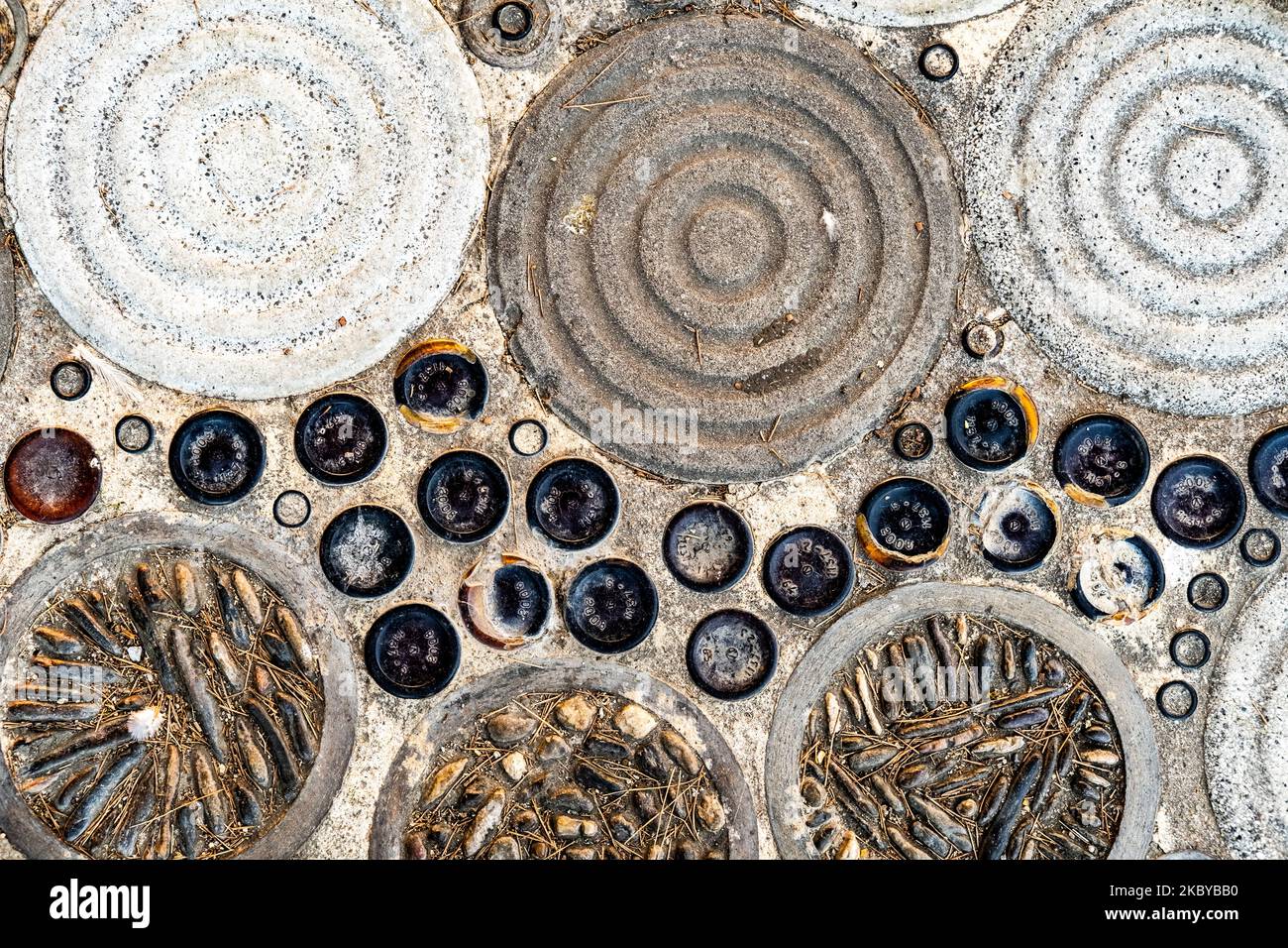 abstract detail of the ground in a park in Montjuic in Barcelona Stock Photo