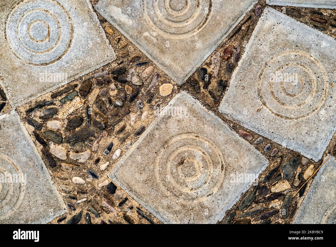 abstract detail of the ground in a park in Montjuic in Barcelona Stock Photo