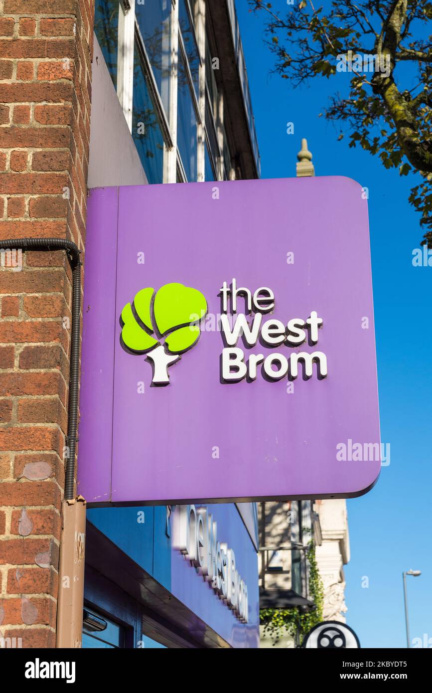Sign for The West Brom, West Bromwich Building Society in Kings Heath, Birmingham Stock Photo