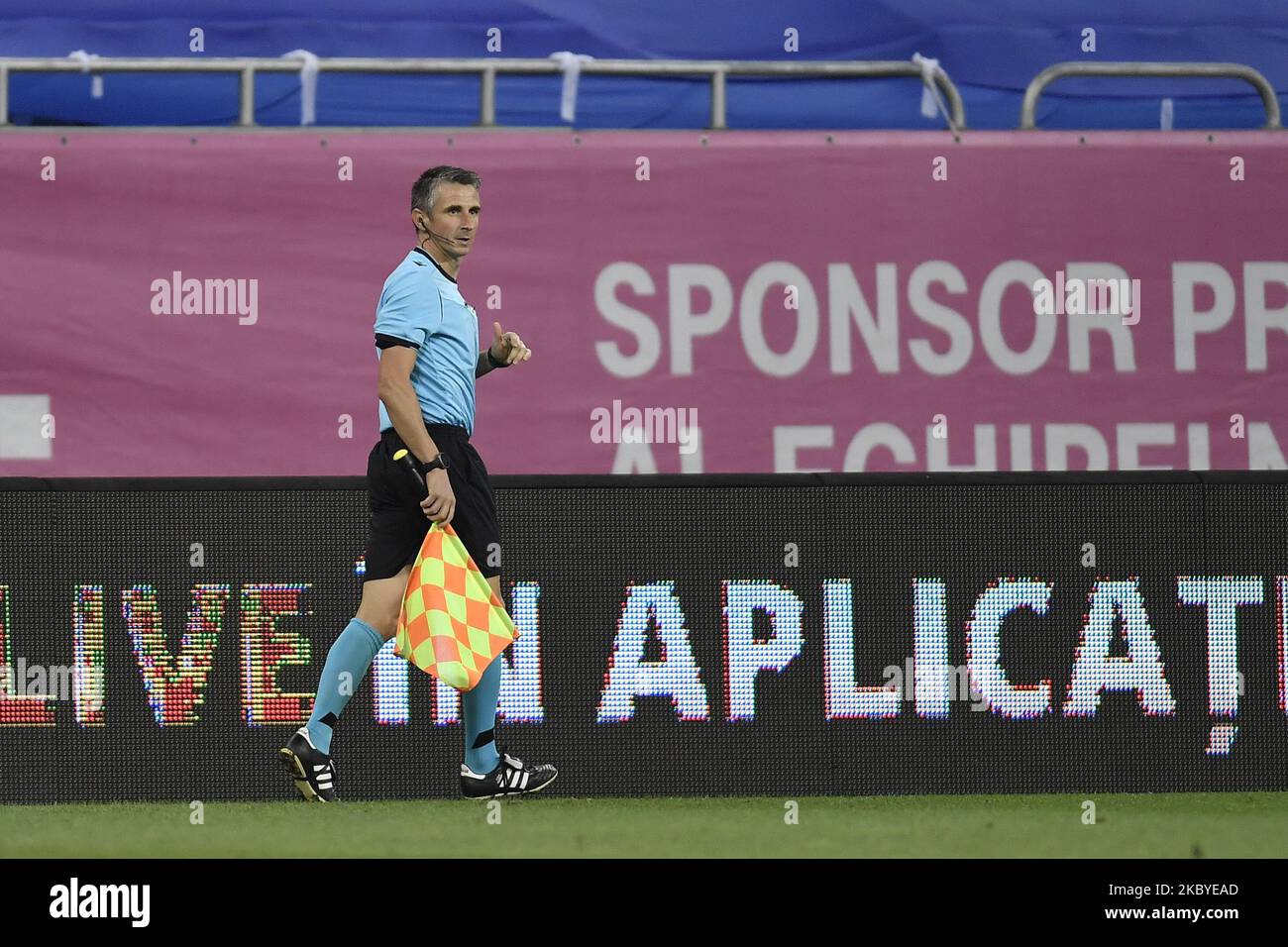 Assistant referee Nicolas Maurice Danos during UEFA Nations League 2021 match between Romania and Northern Ireland at Arena Nationala, in Bucharest, Romania, on 4 September 2020. (Photo by Alex Nicodim/NurPhoto) Stock Photo