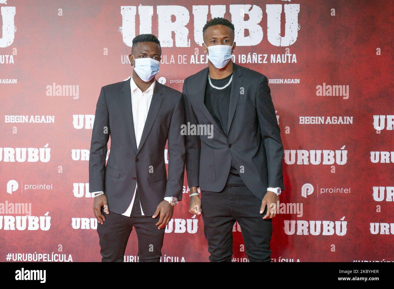 Vinicius (L) and Eder Militao (R) attend 'Urubu' premiere at the Callao cinema on September 10, 2020 in Madrid, Spain. (Photo by Oscar Gonzalez/NurPhoto) Stock Photo