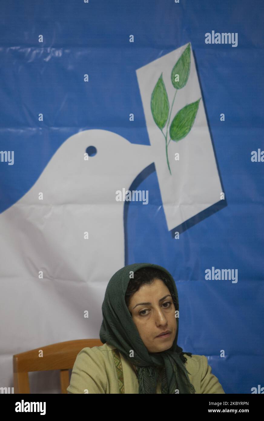 Iranian female human rights activist, Narges Mohammadi, looks on while attending a session in the former office of the Defenders of Human Rights Association in central Tehran, Iran on November 19, 2007. The group of 16 experts expressed grave concerns that Ms. Mohammadi appears to have contracted COVID-19 in Zanjan Prison. Ms. Mohammadi has been in detention since 2015 on charges that stem from her human rights work. She received a combined 16-year prison sentence in May 2016, of which she will need to serve 10 years under Iranian law, According to the office of the High Commissioners of the U Stock Photo
