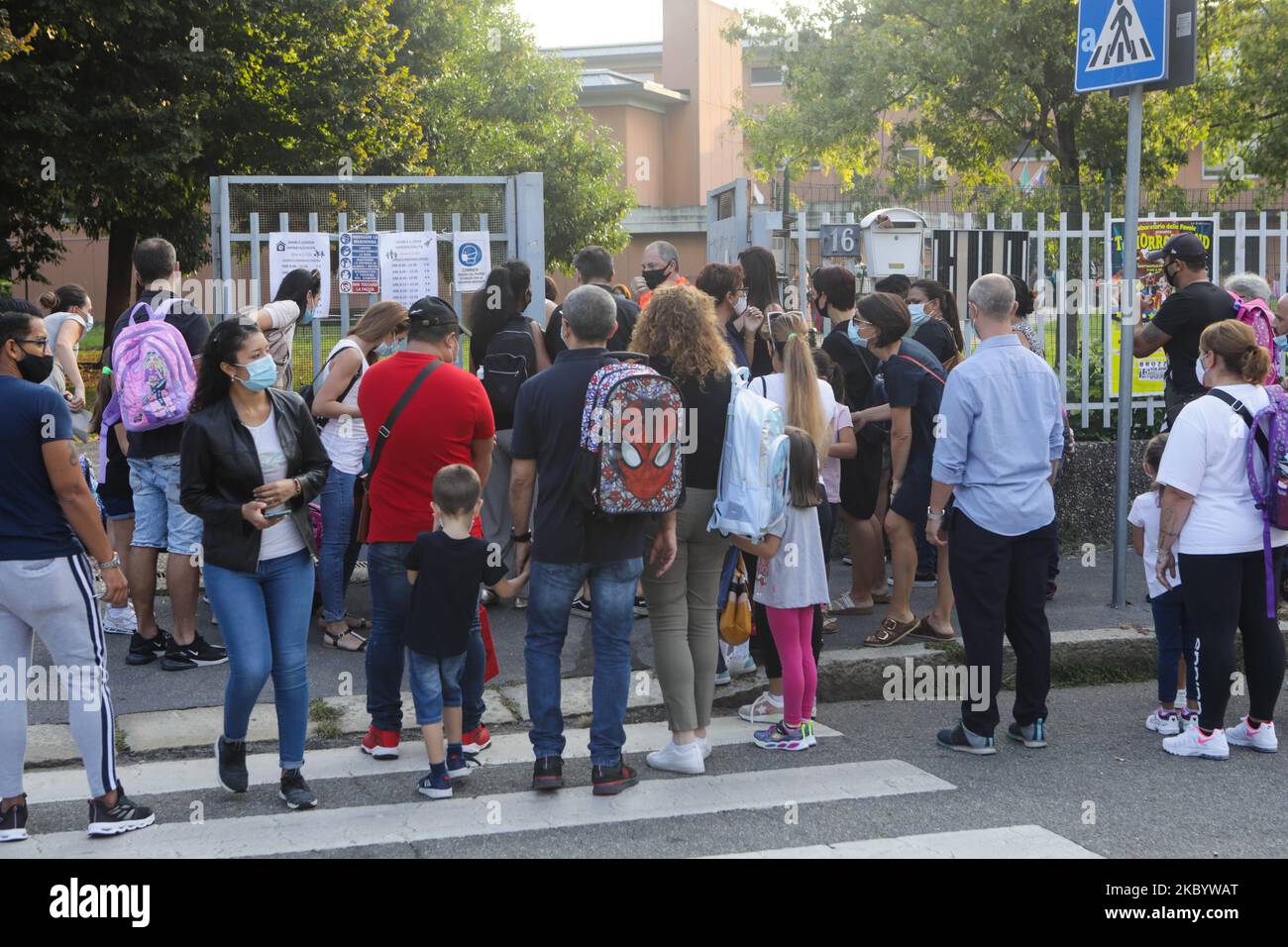 Reopening of schools after the forced closure due to the Coronavirus emergency in Italy, Milan, Italy, on September 14, 2020 (Photo by Mairo Cinquetti/NurPhoto) Stock Photo