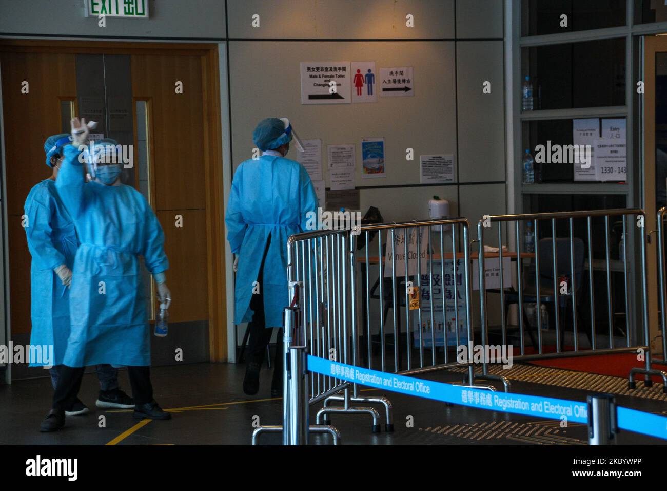 Inside Ta Kok Tsui Sports Centre, one of Hong Kong's makeshift centres