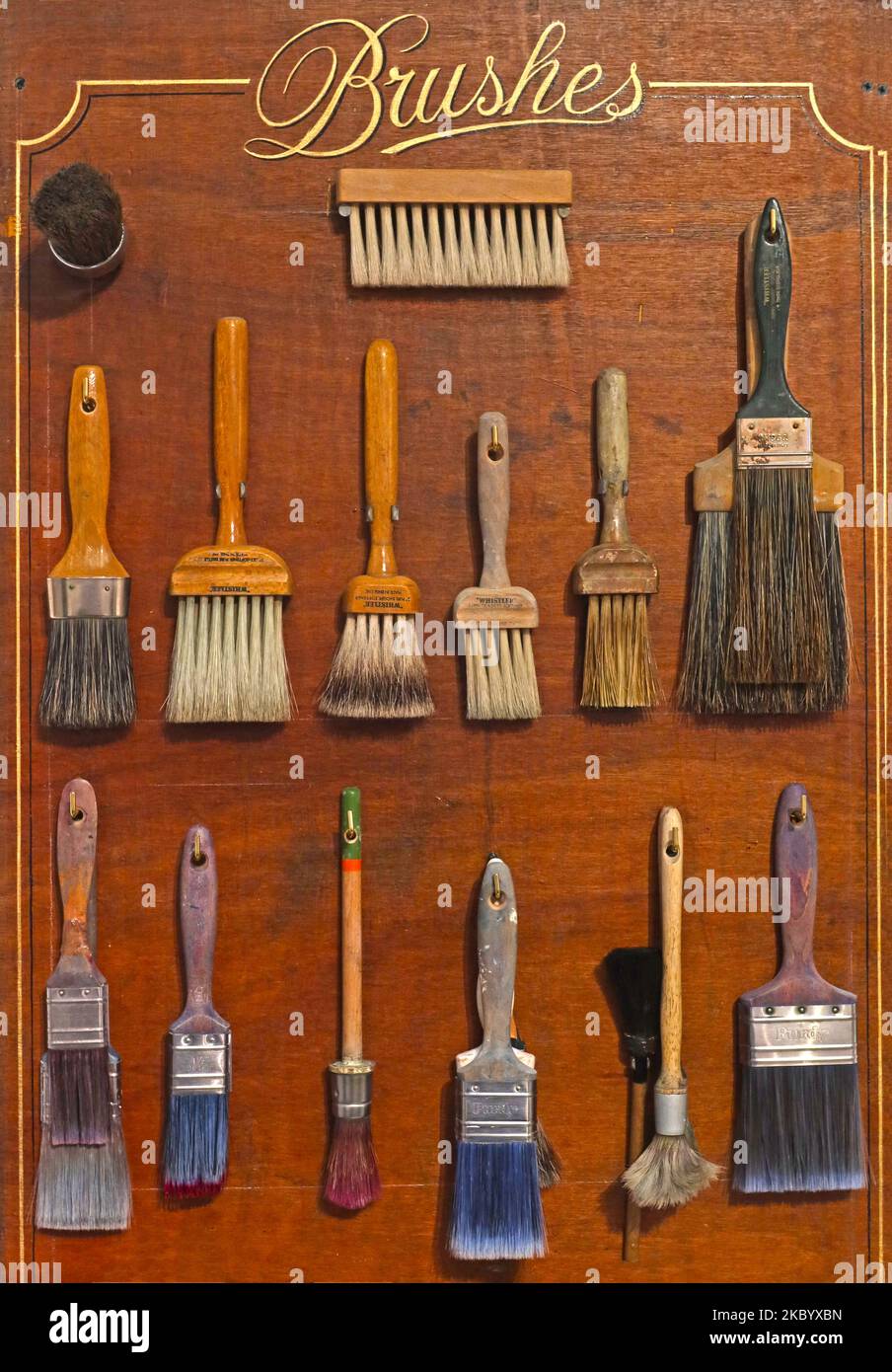 Various paint brushes for art and sign painting Stock Photo