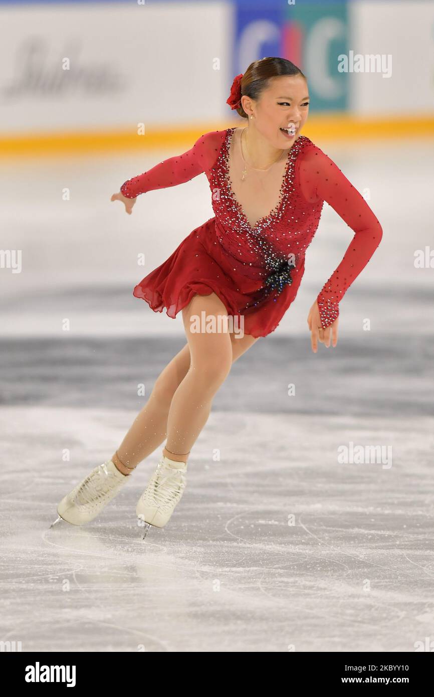 Audrey SHIN (USA), during Women Short Program, at the ISU Grand Prix of