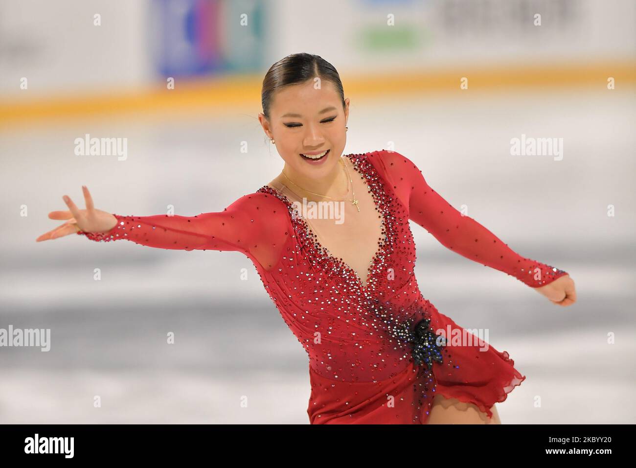 Audrey SHIN (USA), during Women Short Program, at the ISU Grand Prix of