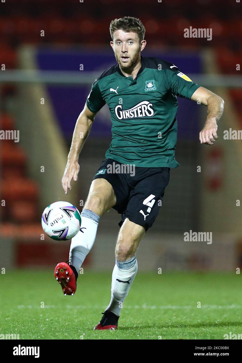 Will Aimson of Plymouth Argyle in action during the Carabao Cup match between Leyton Orient and Plymouth Argyle at the Matchroom Stadium, London, England. (Photo by Jacques Feeney/MI News/NurPhoto) Stock Photo