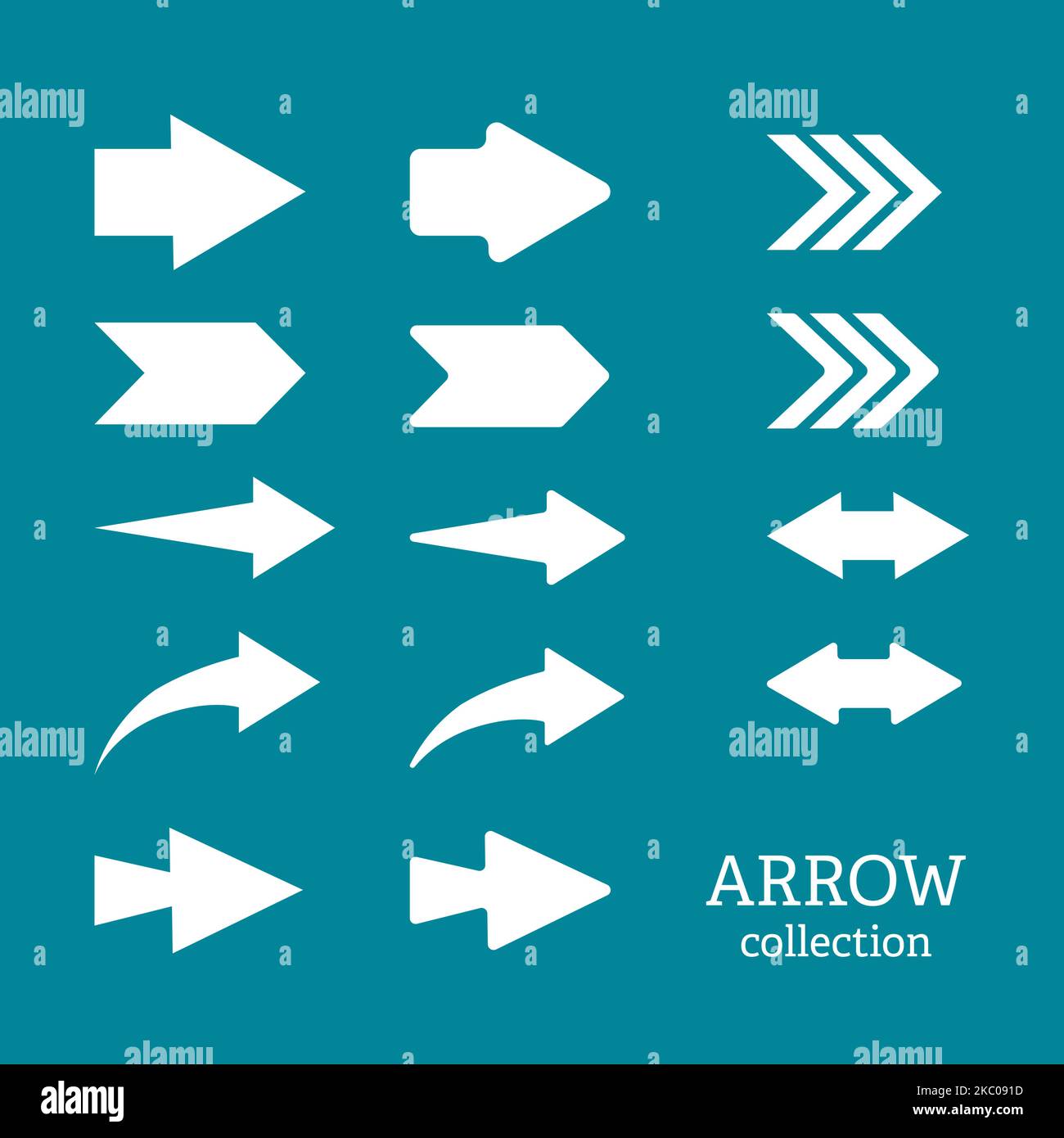 collection of arrows with sharp ends and rounded Stock Vector