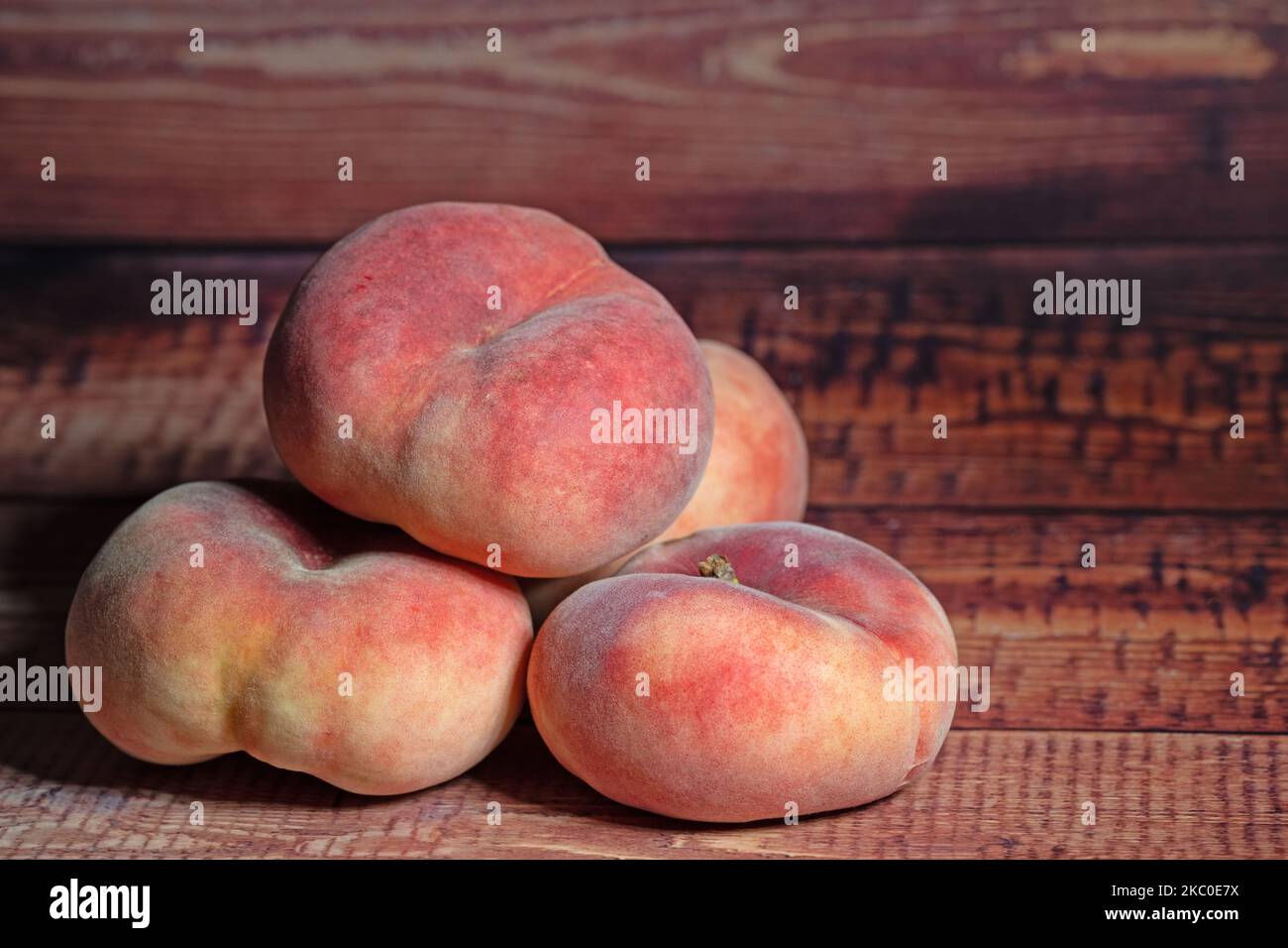 Flat peaches in a closeup Stock Photo Alamy