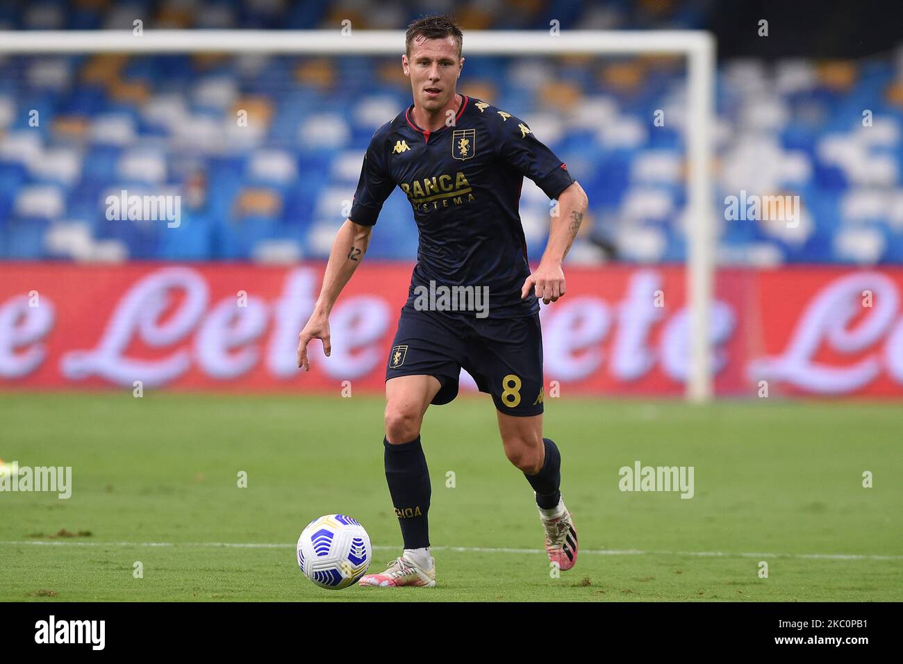 Lukas Lerager of Genoa CFC during the Serie A match between SSC Napoli and Genoa CFC at Stadio San Paolo Naples Italy on 27 September 2020. (Photo by Franco Romano/NurPhoto) Stock Photo