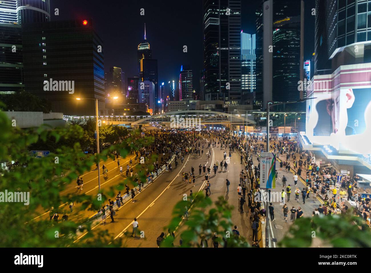 Protesters occupy Harcourt road towards the end of the protest in Tamar Park, Hong Kong, China, on 28 Sep 2019. (Photo by Marc Fernandes/NurPhoto) Stock Photo