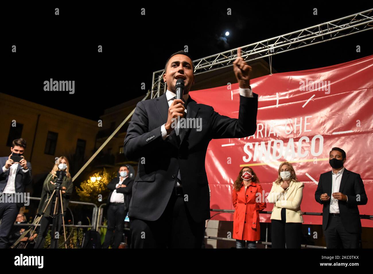 The foreign minister and historical leader of the 5-star movement, Luigi Di Maio, visits Termini Imerese to support the mayoral candidate Maria Terranova. Italy, Sicily, Palermo, Termini Imerese 27 September 2020 (Photo by Francesco Militello Mirto/NurPhoto) Stock Photo