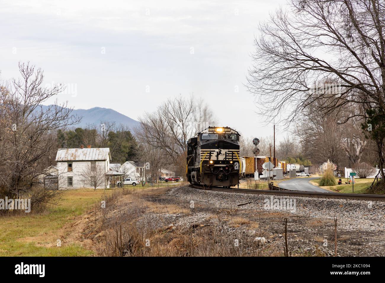 A Norfolk Southern Train in Lithia, Virginia. with vintage Norfolk and