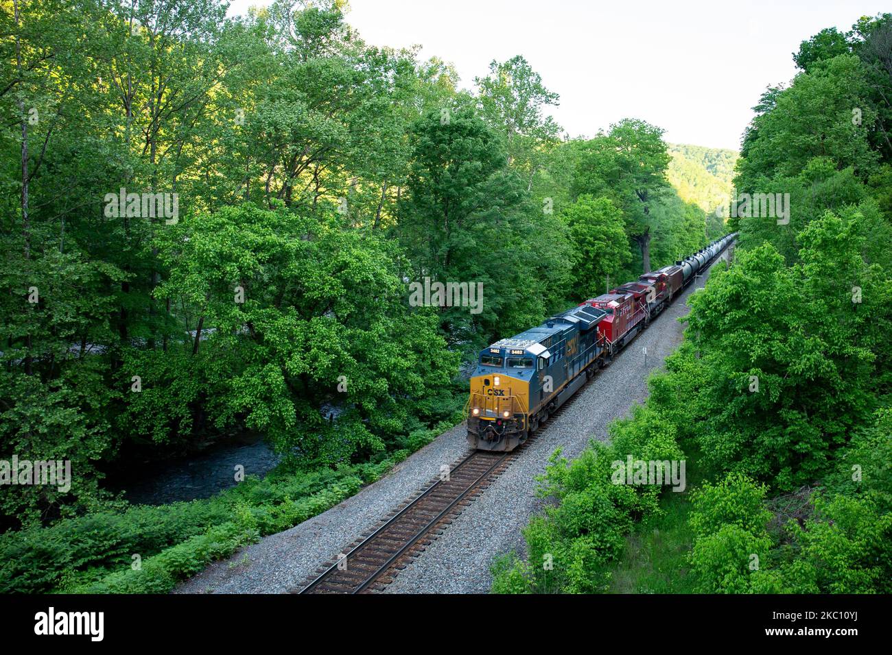 A CSX train travels on the old Clinchfield Railroad line in Southwest