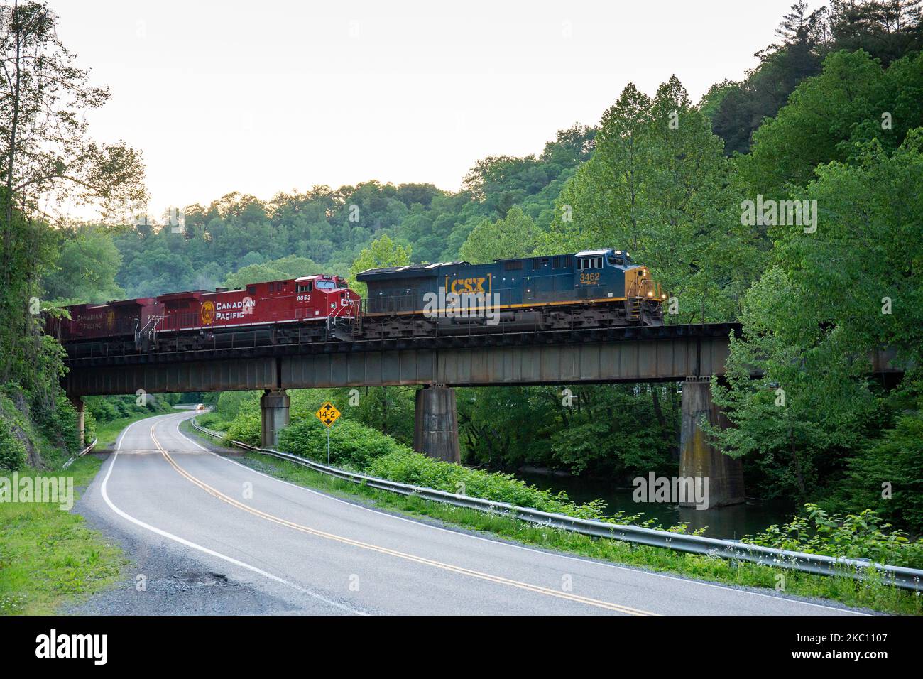 A CSX train travels on the old Clinchfield Railroad line in Southwest