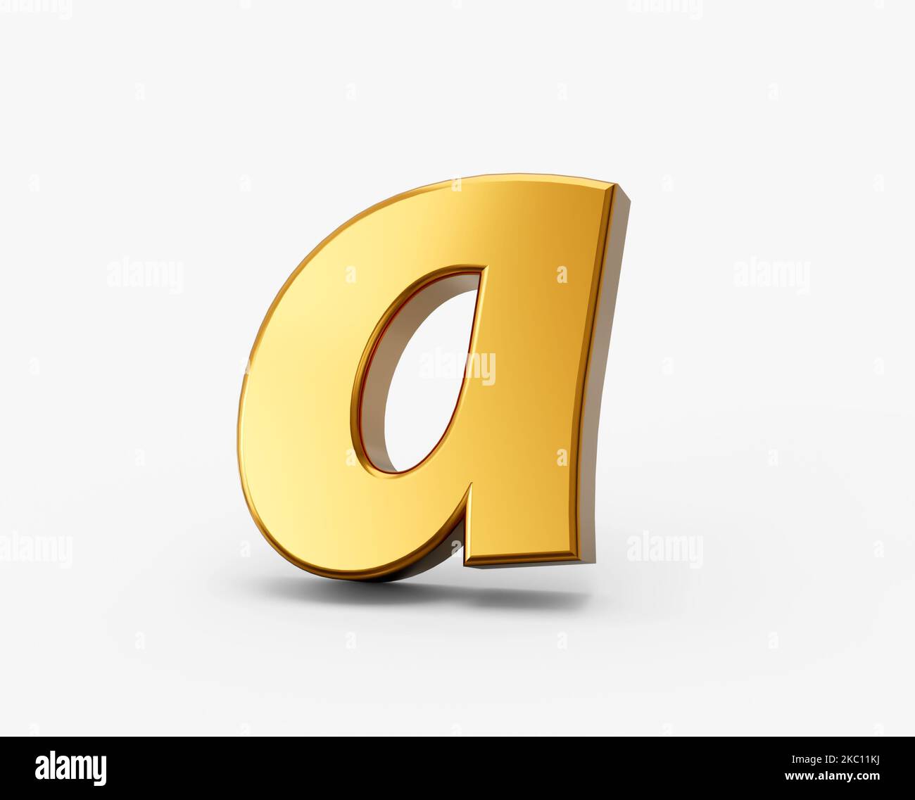 A golden 3D rendered small letter a isolated on white background Stock Photo