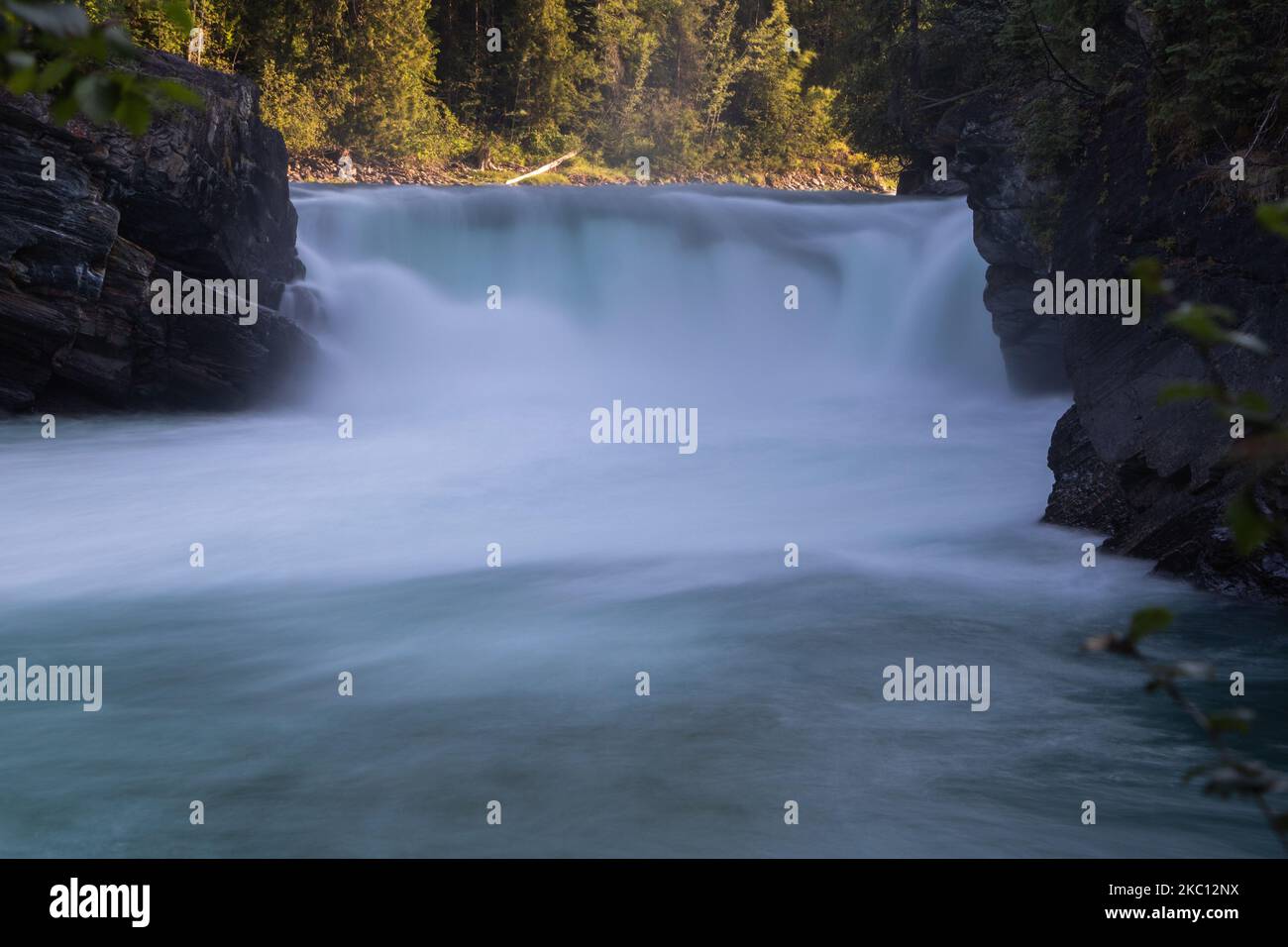 Long exposure shot of Overlander Falls in British Columbia, Canada Stock Photo