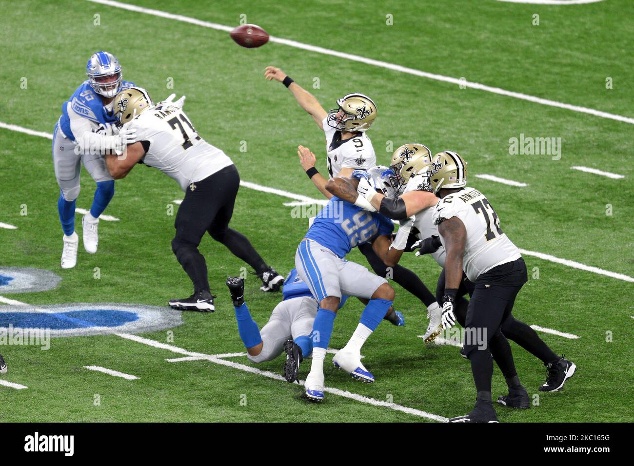 Drew Brees #9 of the New Orleans Saints passes during a game against the  Indianapolis Colts in Super Bowl XLIV Stock Photo - Alamy