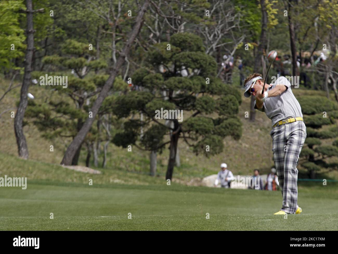 Ian Poulter of England in action during the fourth round of the Ballantine's Championship at Blackstone Golf Club in Icheon, South Korea on April 29, 2012. (Photo by Seung-il Ryu/NurPhoto) Stock Photo
