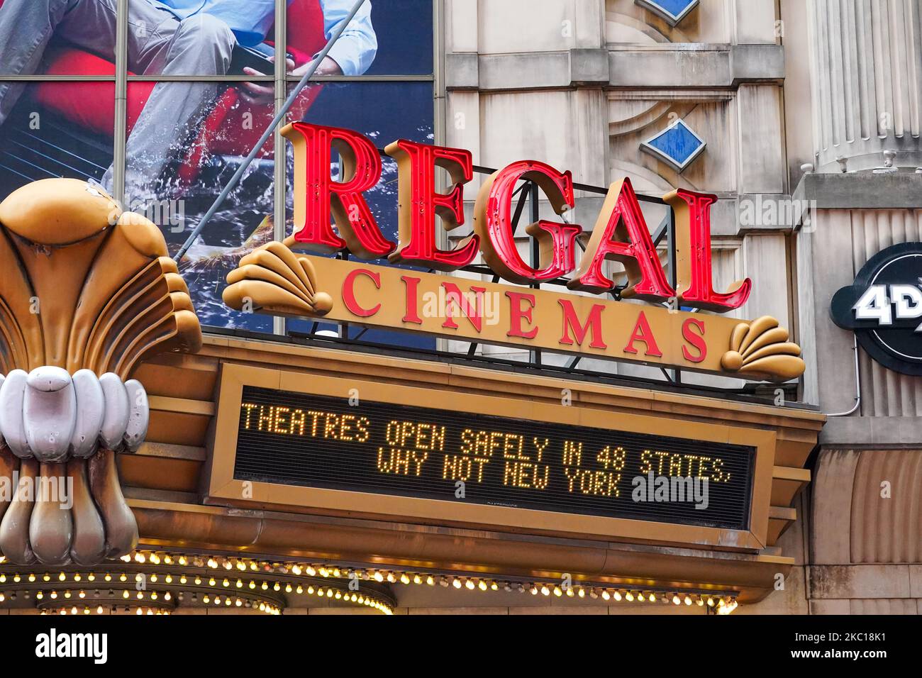 A view of Regal Cinema in Times Square, New York City on October 5