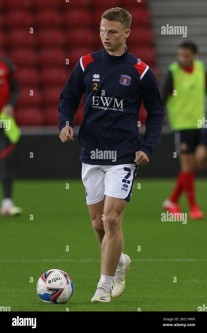 George Tanner of Carlisle United before the EFL Trophy match between Sunderland and Carlisle United at the Stadium Of Light, Sunderland, England on 6th October 2020. (Photo by Robert Smith/MI News/NurPhoto) Stock Photo