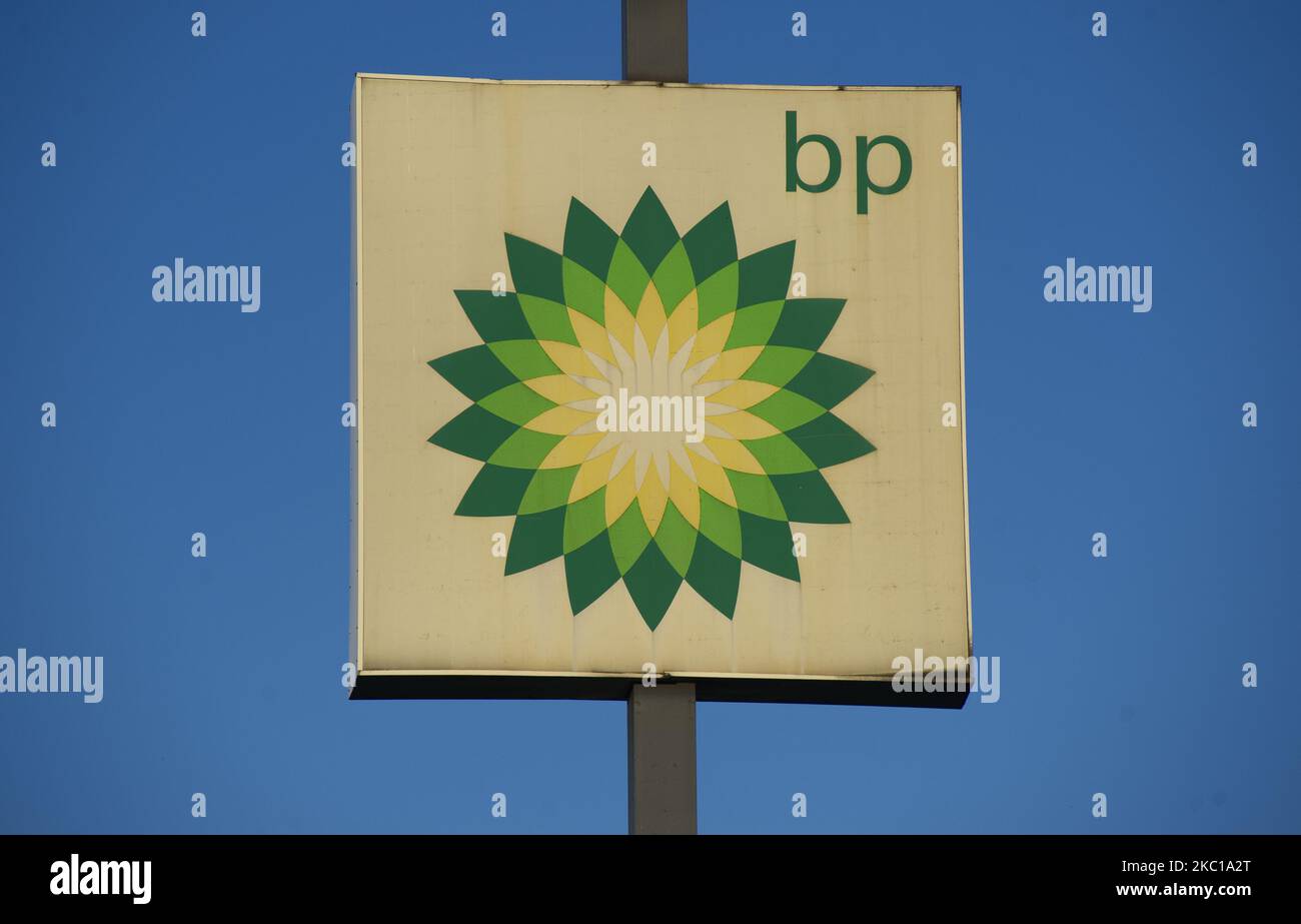 British gas and oil multinational company BP (British Petroleum) logo