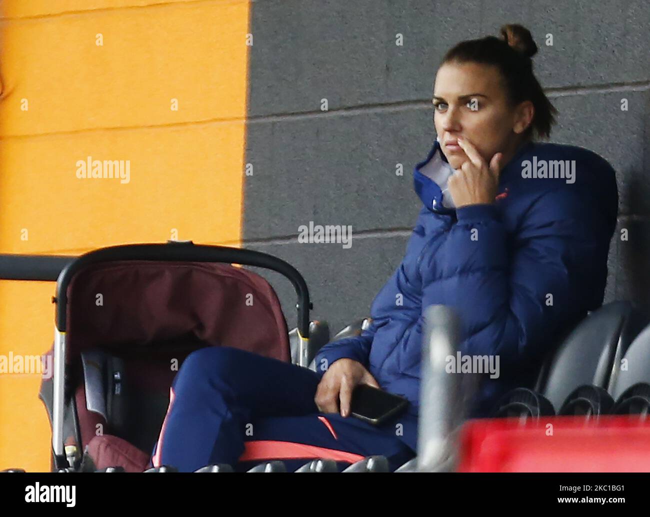 Alex Morgan new signing for Tottenham Hotspur watching her Team Matesduring Continental Cup between Tottenham Hotspur and London City Lionesses at The Hive Stadium , London, UK on 07th October 2020 (Photo by Action Foto Sport/NurPhoto) Stock Photo