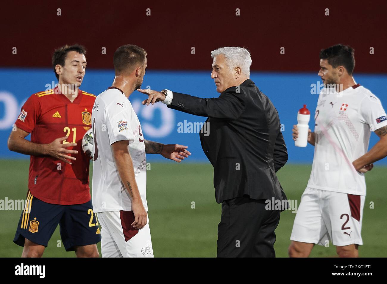 Vladimir Petkovic head coach of Switzerland gives instructions during the UEFA Nations League group stage match between Spain and Switzerland at Estadio Alfredo Di Stefano on October 10, 2020 in Madrid, Spain. (Photo by Jose Breton/Pics Action/NurPhoto) Stock Photo