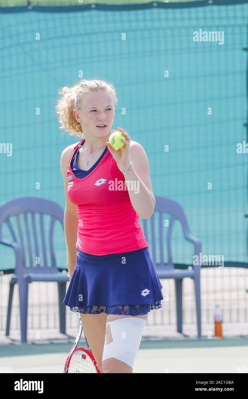 Katerina Siniakova of CZE and Irina Falconi of USA match play during the WTA Korea Open single first round in Seoul, South Korea on September 22, 2015. (Photo by Seung-il Ryu/NurPhoto) Stock Photo