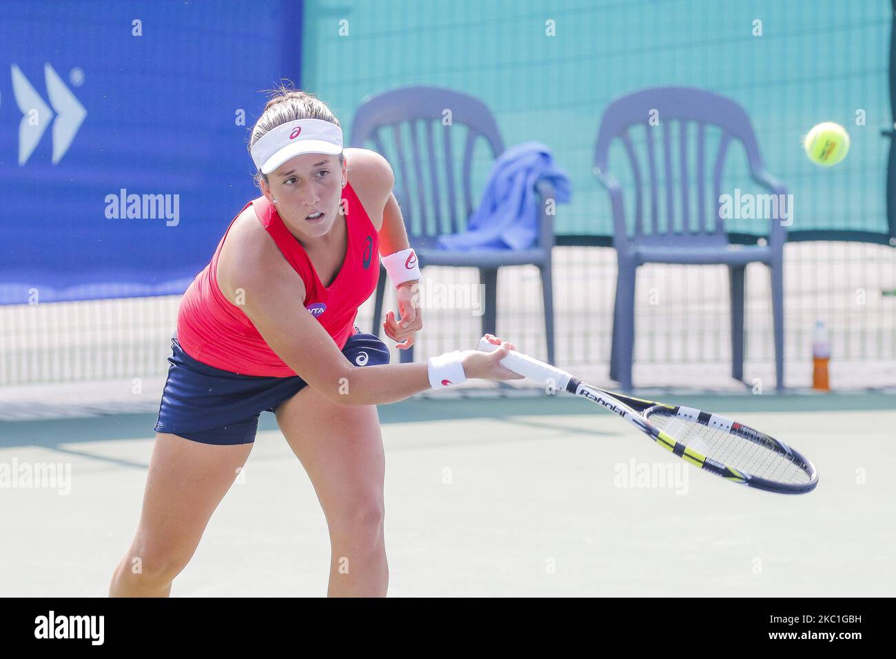 Katerina Siniakova of CZE and Irina Falconi of USA match play during the WTA Korea Open single first round in Seoul, South Korea on September 22, 2015. (Photo by Seung-il Ryu/NurPhoto) Stock Photo