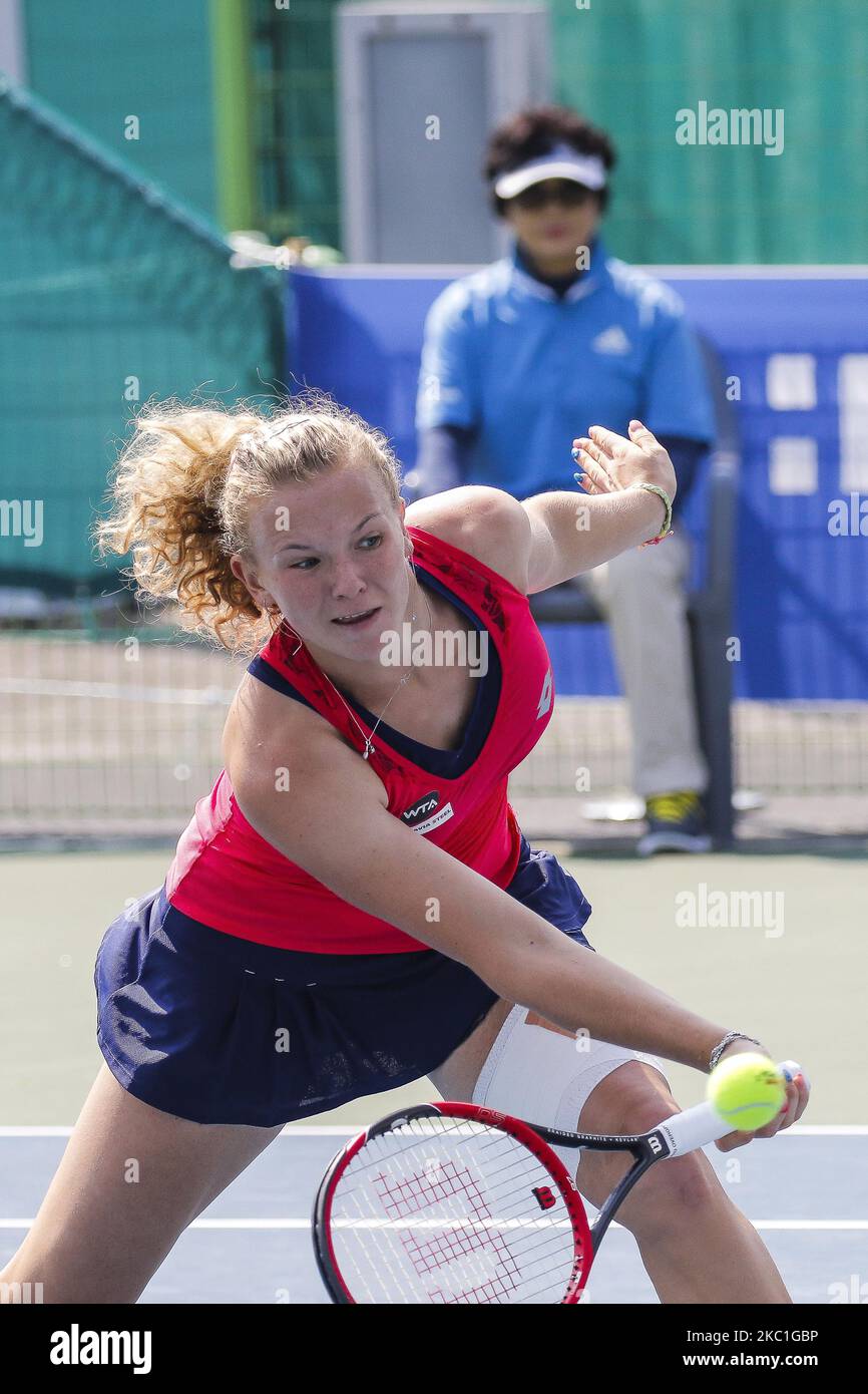 Katerina Siniakova of CZE and Irina Falconi of USA match play during the WTA Korea Open single first round in Seoul, South Korea on September 22, 2015. (Photo by Seung-il Ryu/NurPhoto) Stock Photo