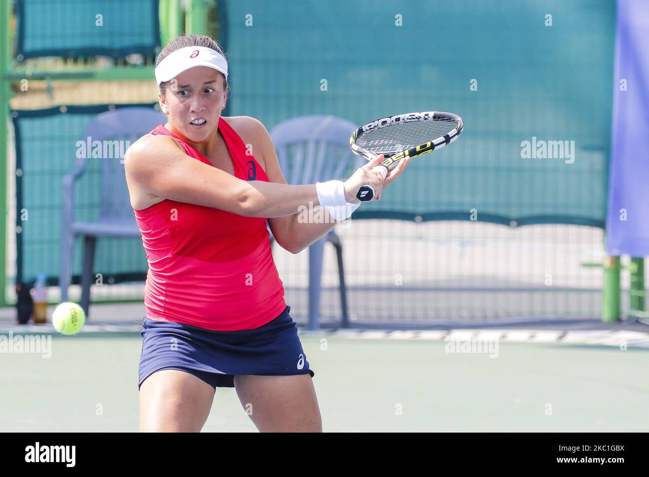 Katerina Siniakova of CZE and Irina Falconi of USA match play during the WTA Korea Open single first round in Seoul, South Korea on September 22, 2015. (Photo by Seung-il Ryu/NurPhoto) Stock Photo