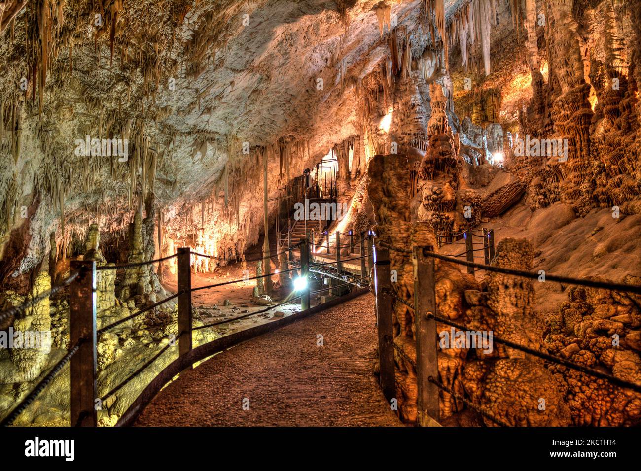 The Stalactites Cave, Avshalom Cave, in israel Stock Photo