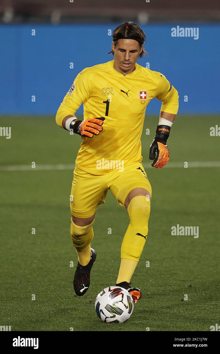 Yann Sommer (Borussia Monchengladbach) of Switzerland in action during the UEFA Nations League group stage match between Spain and Switzerland at Estadio Alfredo Di Stefano on October 10, 2020 in Madrid, Spain. (Photo by Jose Breton/Pics Action/NurPhoto) Stock Photo