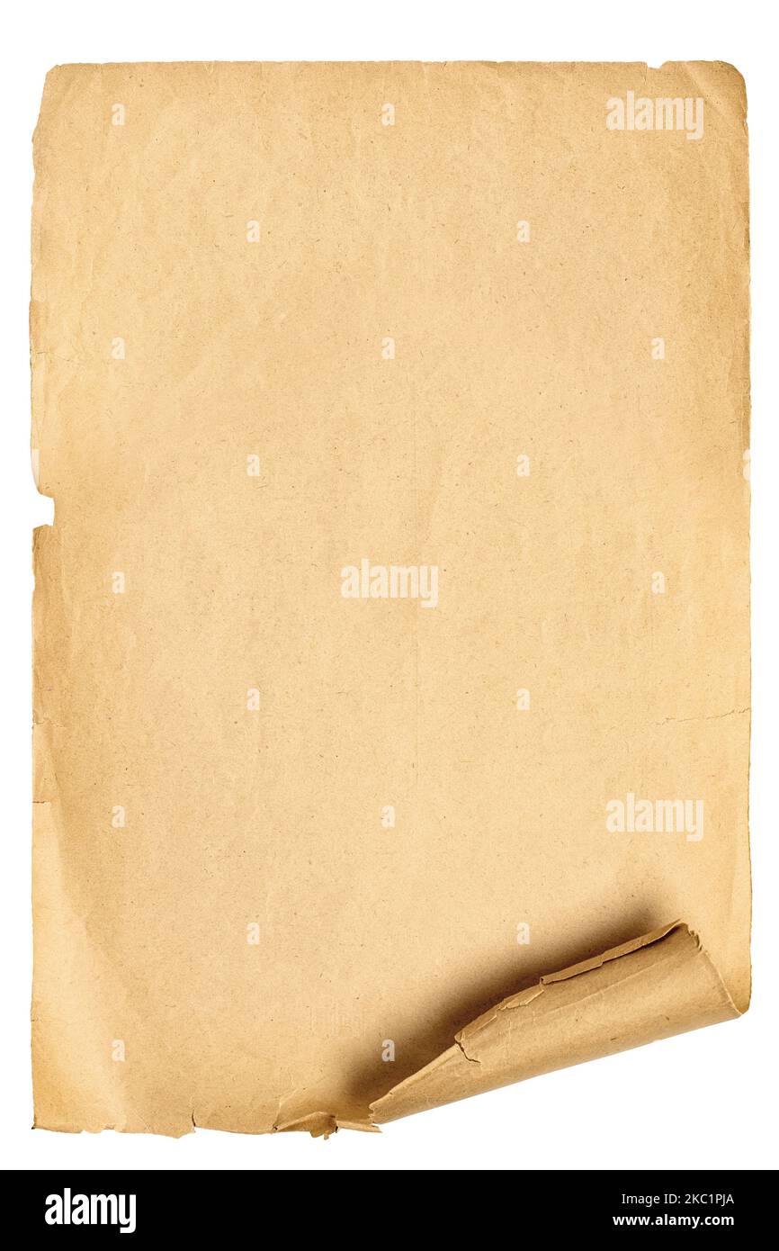 old paper texture background, isolated scroll faded from time. Stock Photo