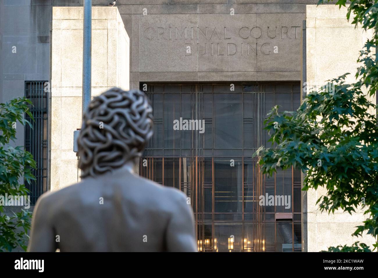 Newly installed statue of "Medusa With The Head of Perseus" by