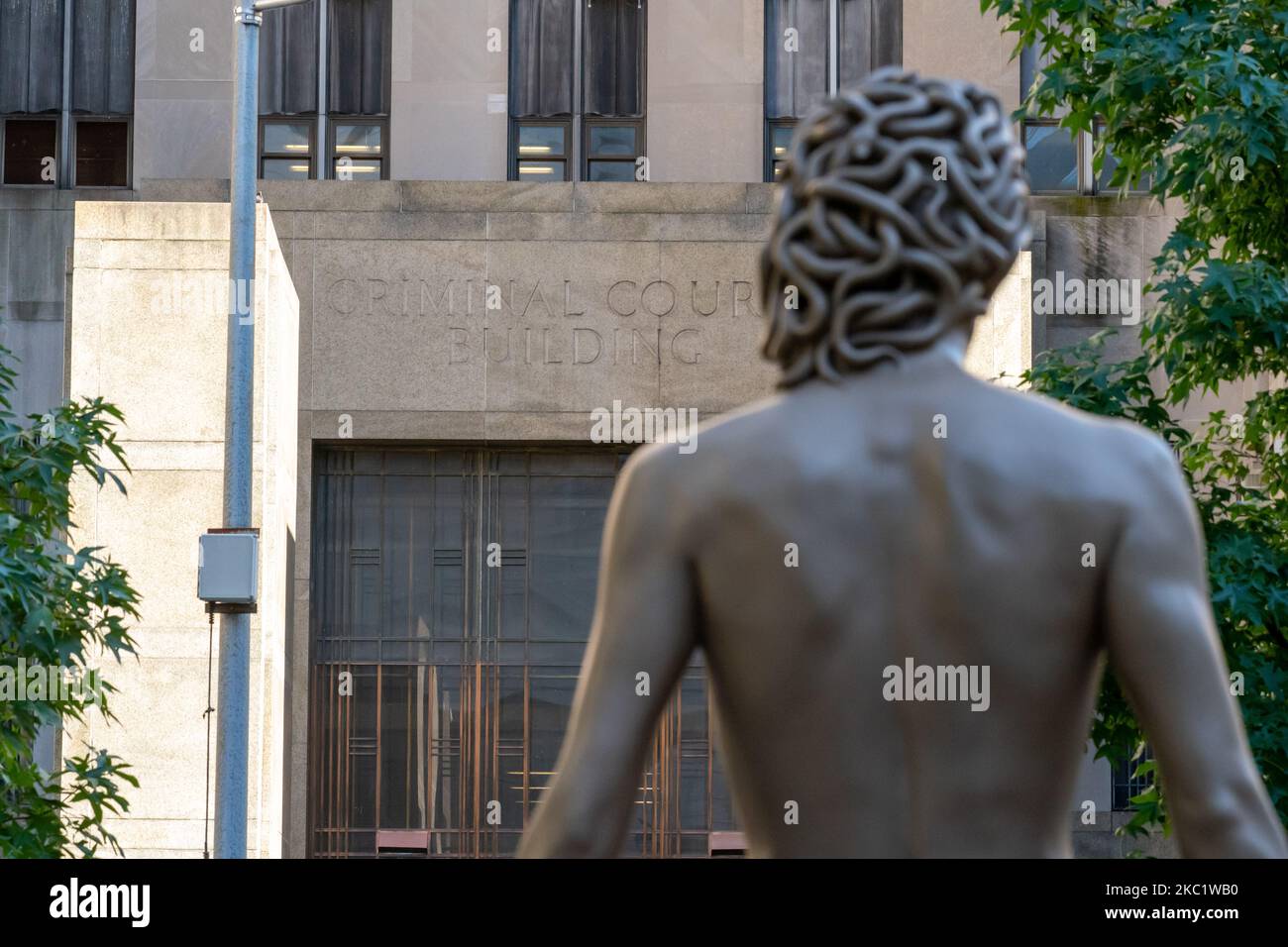 Newly installed statue of "Medusa With The Head of Perseus" by