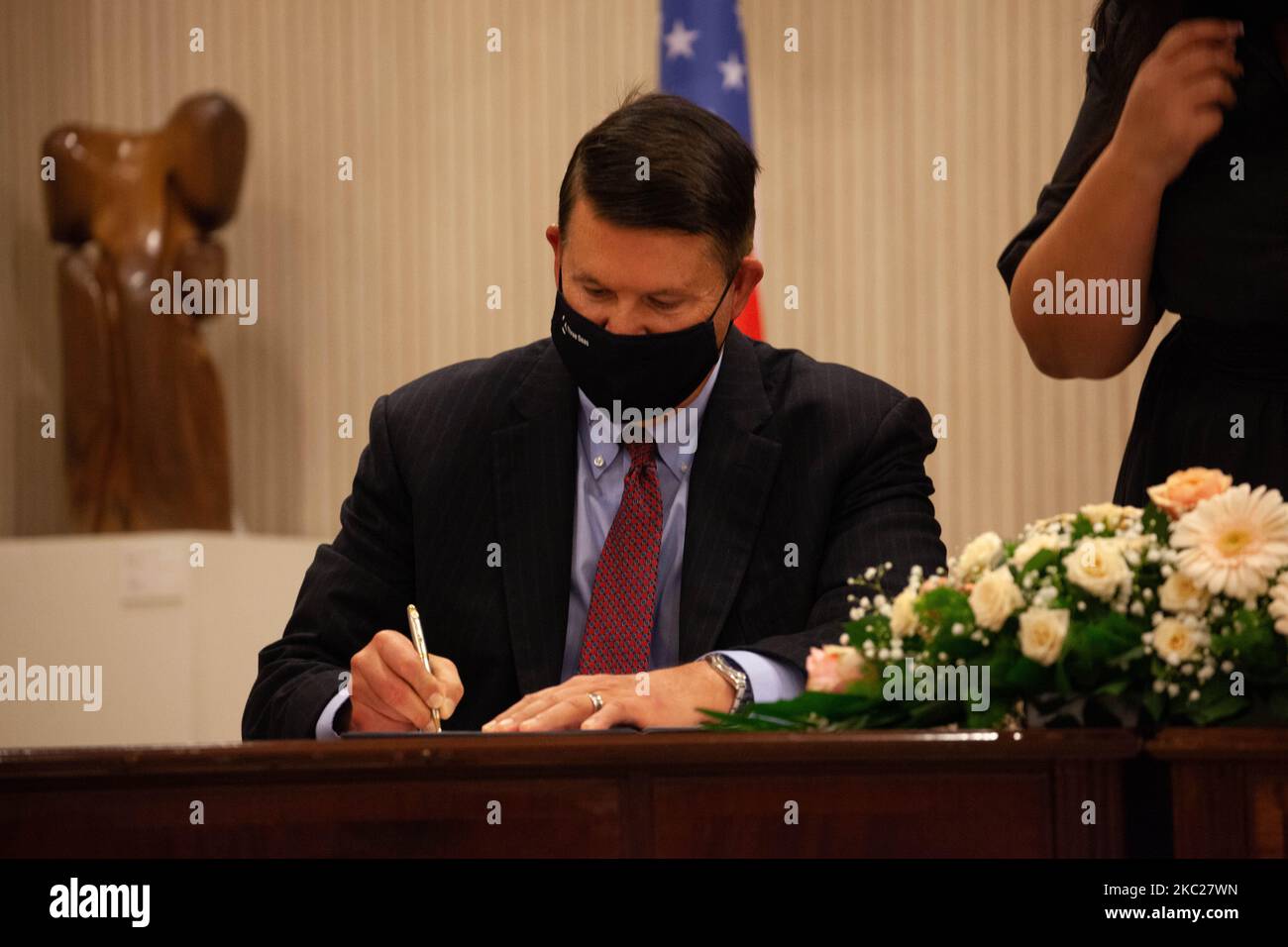 US Under Secretary for Economic Growth, Energy and the Enrivonment, Mr Keith Krach, during the sign an MoU, in Nicosia, on October 20, 2020. (Photo by George Christophorou/NurPhoto) Stock Photo