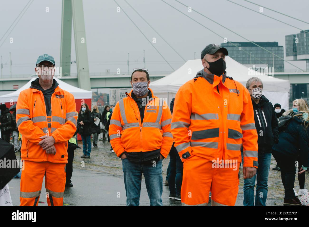 AWB workers with uniform are seen during the rally for better working ...
