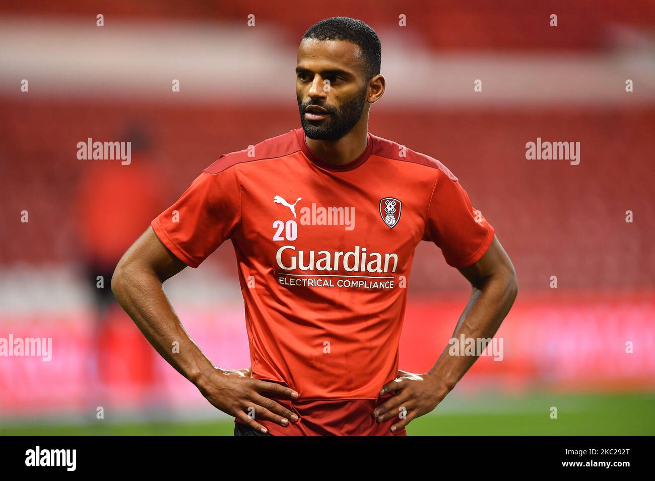 Michael Ihiekwe of Rotherham United warms up ahead of kick-off during ...