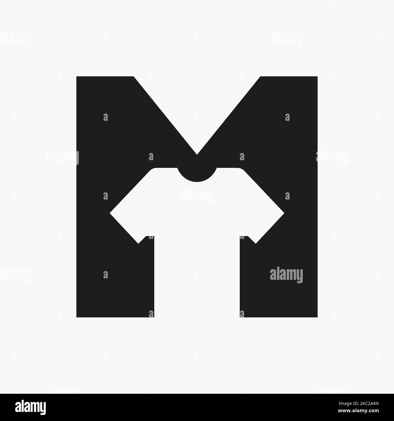 Letter M Logo Concept With T Shirt Vector Template For Garments And Cloth Fashion Sign Stock Vector
