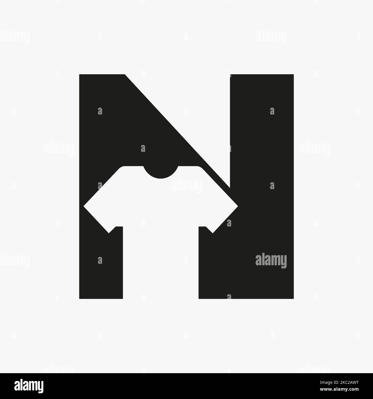 Letter N Logo Concept With T Shirt Vector Template For Garments And Cloth Fashion Sign Stock Vector