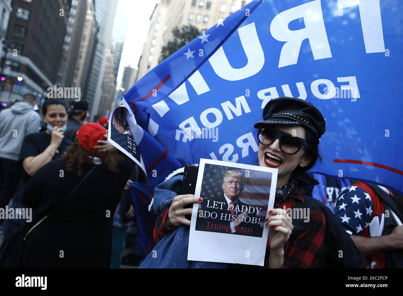 Supporters of President Trump clash with supporters of Joe Biden in Herald Square on October 24, 2020 in New York City. With the November 3rd Election Day fast approaching, tensions and verbal confrontations were heard from both party voters as they yelled slogans across 34th Street. (Photo by John Lamparski/NurPhoto) Stock Photo