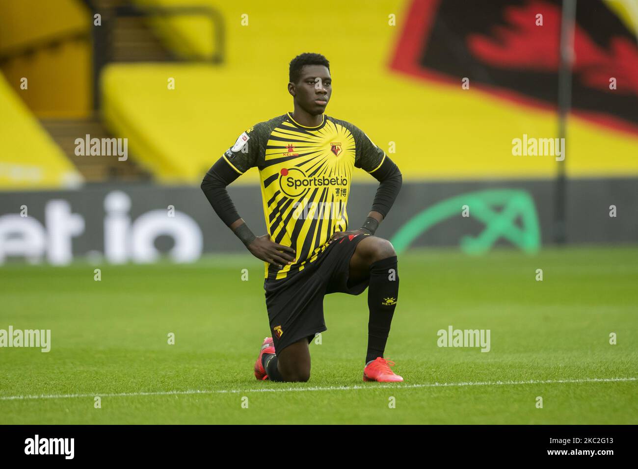 Ismaila Sarr of Watford during the Sky Bet Championship match between Watford and Bournemouth at Vicarage Road, Watford on Saturday 24th October 2020. (Photo by Leila Coker/MI News/NurPhoto) Stock Photo