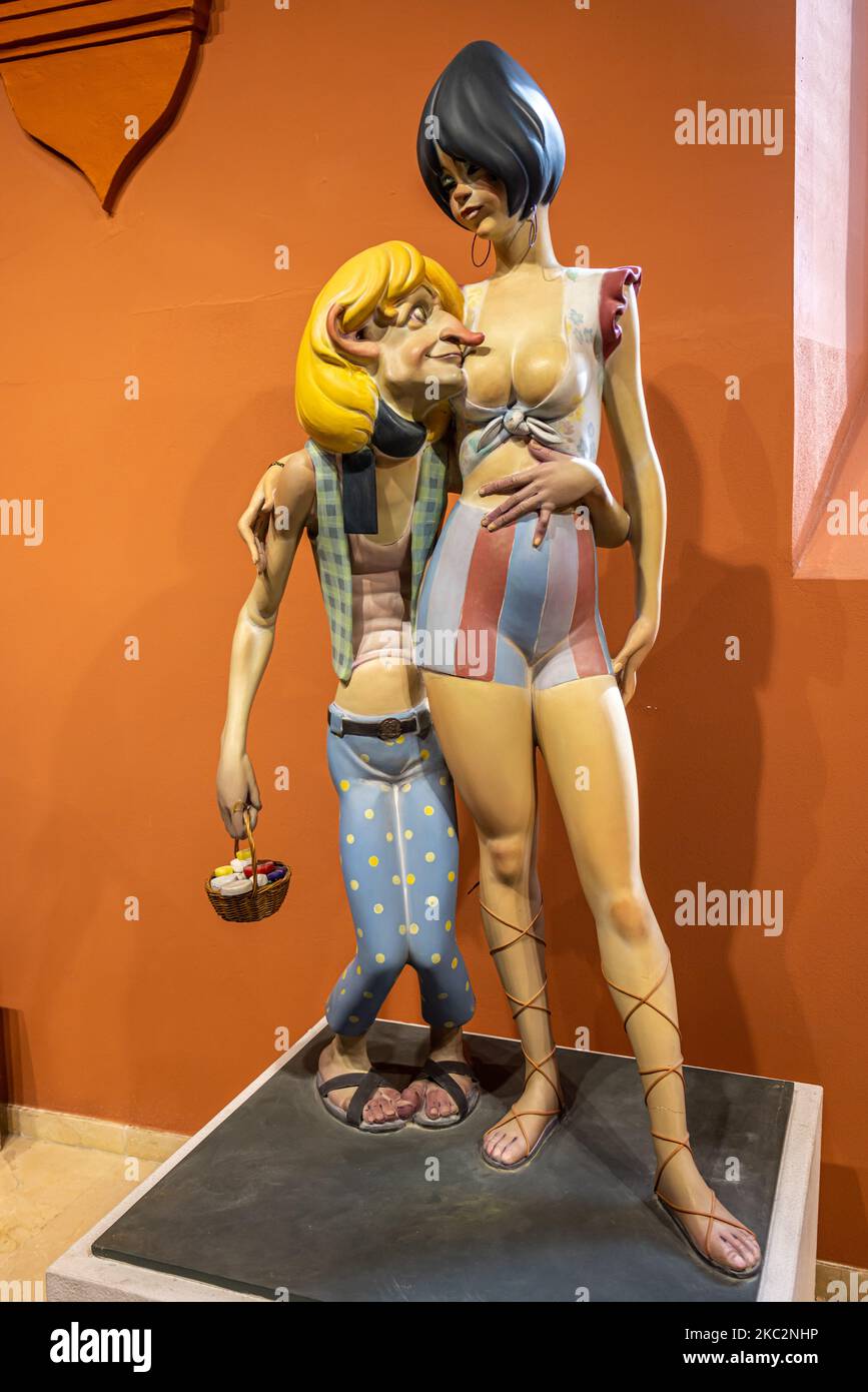 1971 pardoned Falla 'Hippy couple', Museu Faller de València, Spain Stock Photo